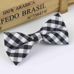 Boys Black & White Check Dickie Bow with Adjustable Strap
